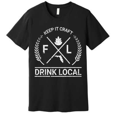 Drink Local Florida Vintage Craft Beer Brewing Premium T-Shirt