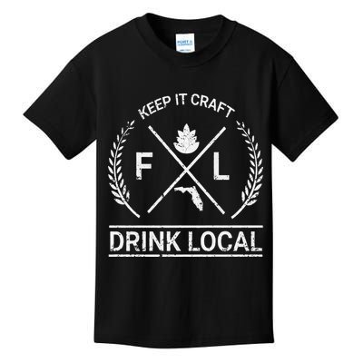 Drink Local Florida Vintage Craft Beer Brewing Kids T-Shirt