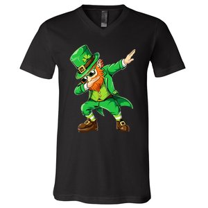 Dabbing Leprechaun Funny Gifts St Patricks Day V-Neck T-Shirt