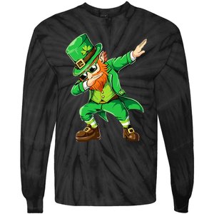 Dabbing Leprechaun Funny Gifts St Patricks Day Tie-Dye Long Sleeve Shirt