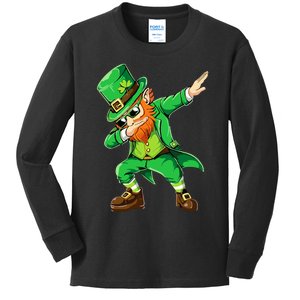 Dabbing Leprechaun Funny Gifts St Patricks Day Kids Long Sleeve Shirt