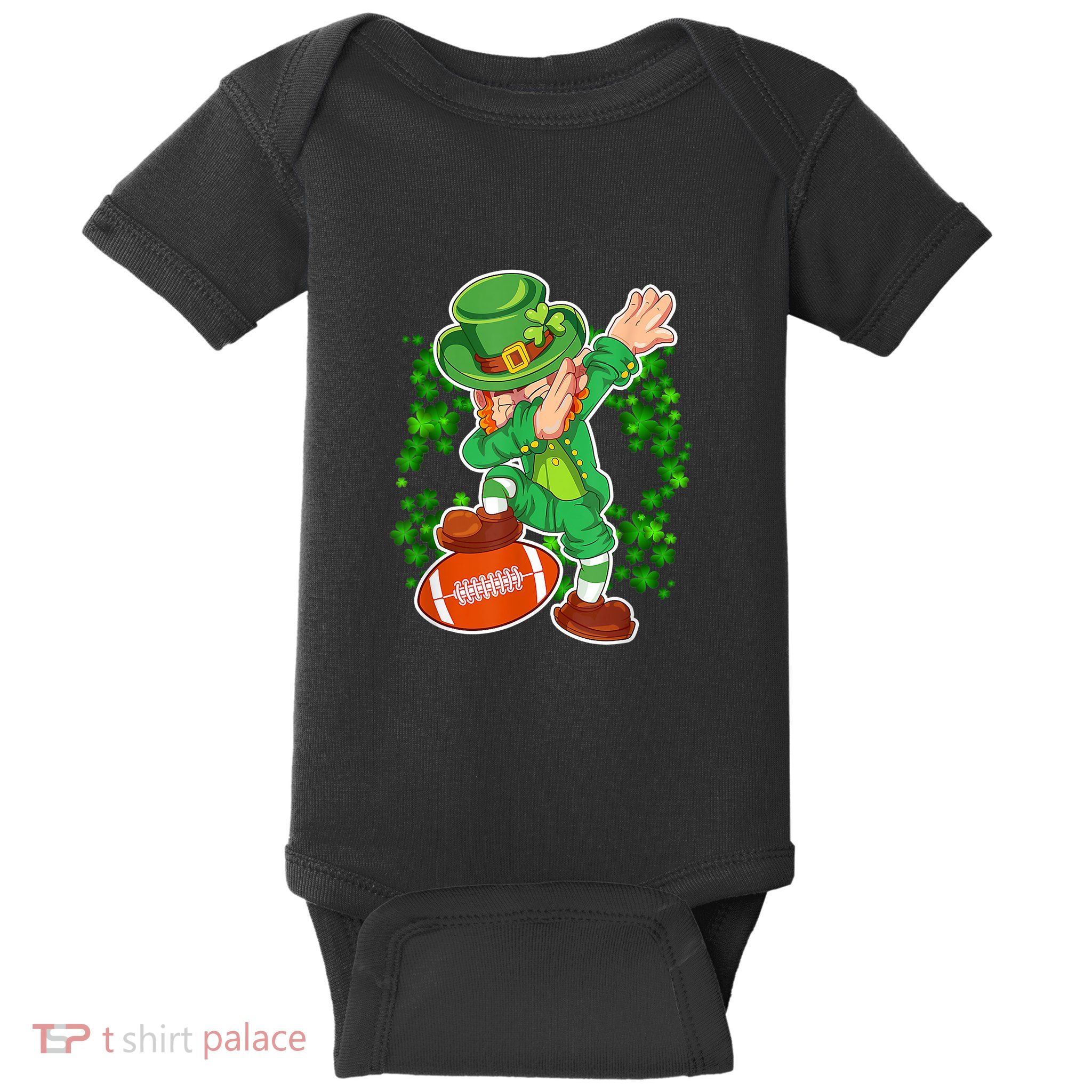 Dabbing Leprechaun Football St Patrick's Day Boys Kids  Baby Bodysuit
