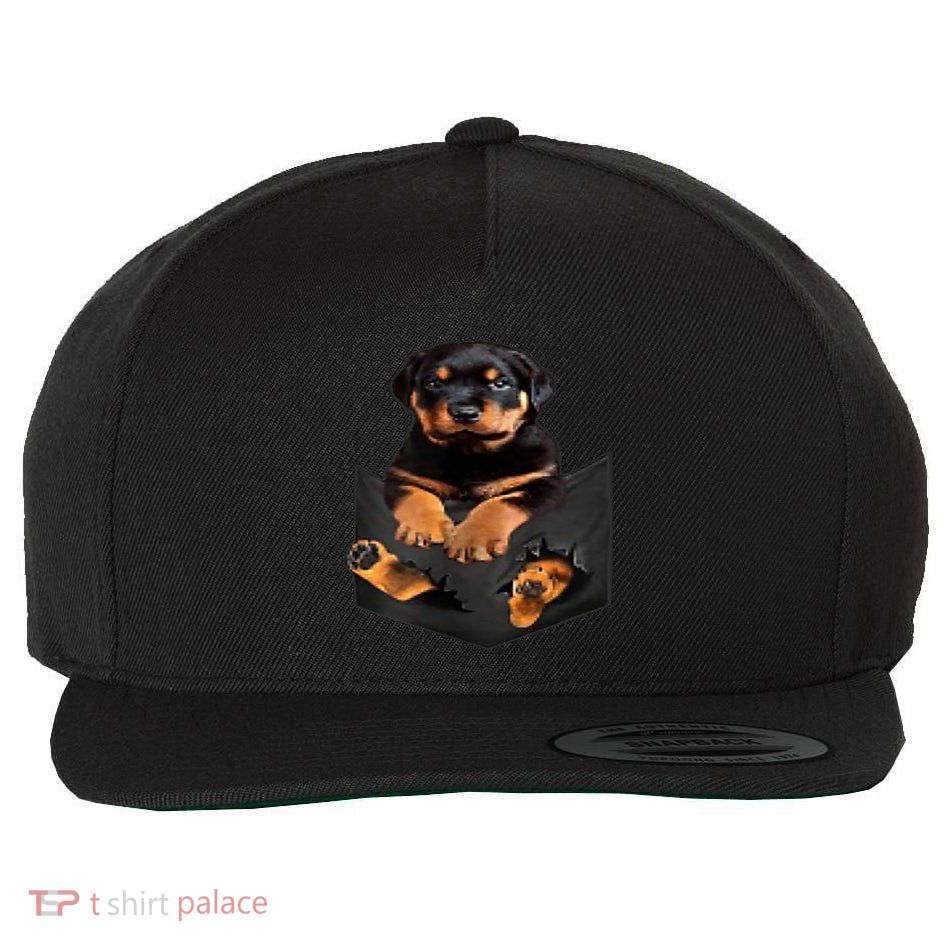 Dog Lovers Funny Gift Rottweiler In Pocket Funny Dog Rottweiler Funny Gift Wool Snapback Cap