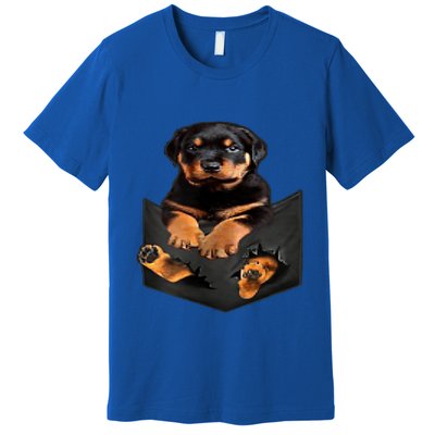 Dog Lovers Funny Gift Rottweiler In Pocket Funny Dog Rottweiler Funny Gift Premium T-Shirt