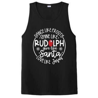 Dance Like Frosty Shine Like Rudolph Give Like Santa Love Like Jesus PosiCharge Competitor Tank