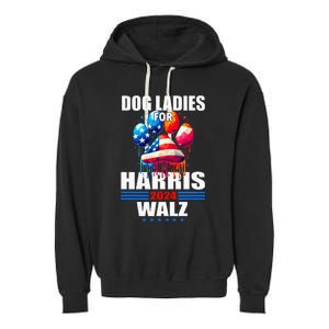 Dog Ladies For Harris Walz 2024 Garment-Dyed Fleece Hoodie