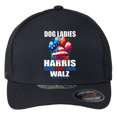 Dog Ladies For Harris Walz 2024 Flexfit Unipanel Trucker Cap