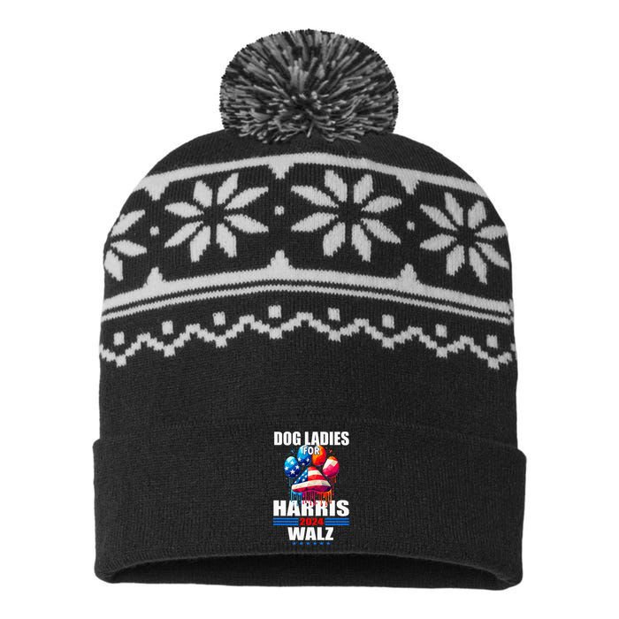 Dog Ladies For Harris Walz 2024 USA-Made Snowflake Beanie