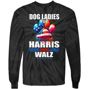 Dog Ladies For Harris Walz 2024 Tie-Dye Long Sleeve Shirt