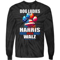 Dog Ladies For Harris Walz 2024 Tie-Dye Long Sleeve Shirt