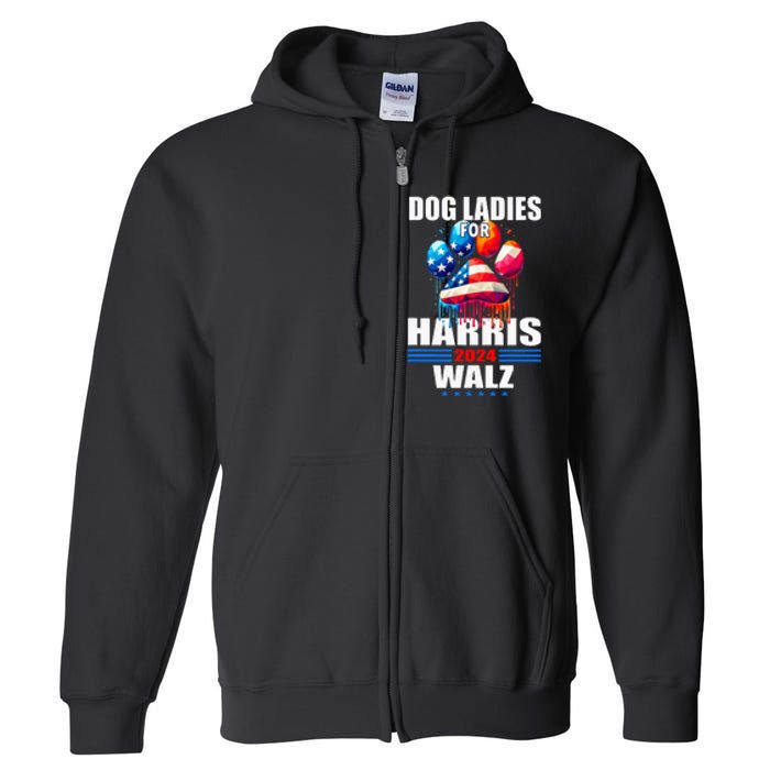 Dog Ladies For Harris Walz 2024 Full Zip Hoodie