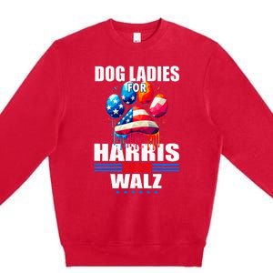 Dog Ladies For Harris Walz 2024 Premium Crewneck Sweatshirt