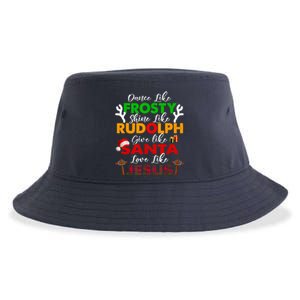 Dance Like Frosty Shine Rudolph Give Santa Love Jesus Xmas Sustainable Bucket Hat