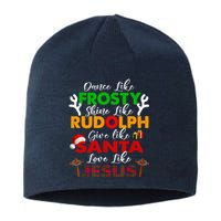 Dance Like Frosty Shine Rudolph Give Santa Love Jesus Xmas Sustainable Beanie