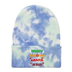 Dance Like Frosty Shine Rudolph Give Santa Love Jesus Xmas Tie Dye 12in Knit Beanie