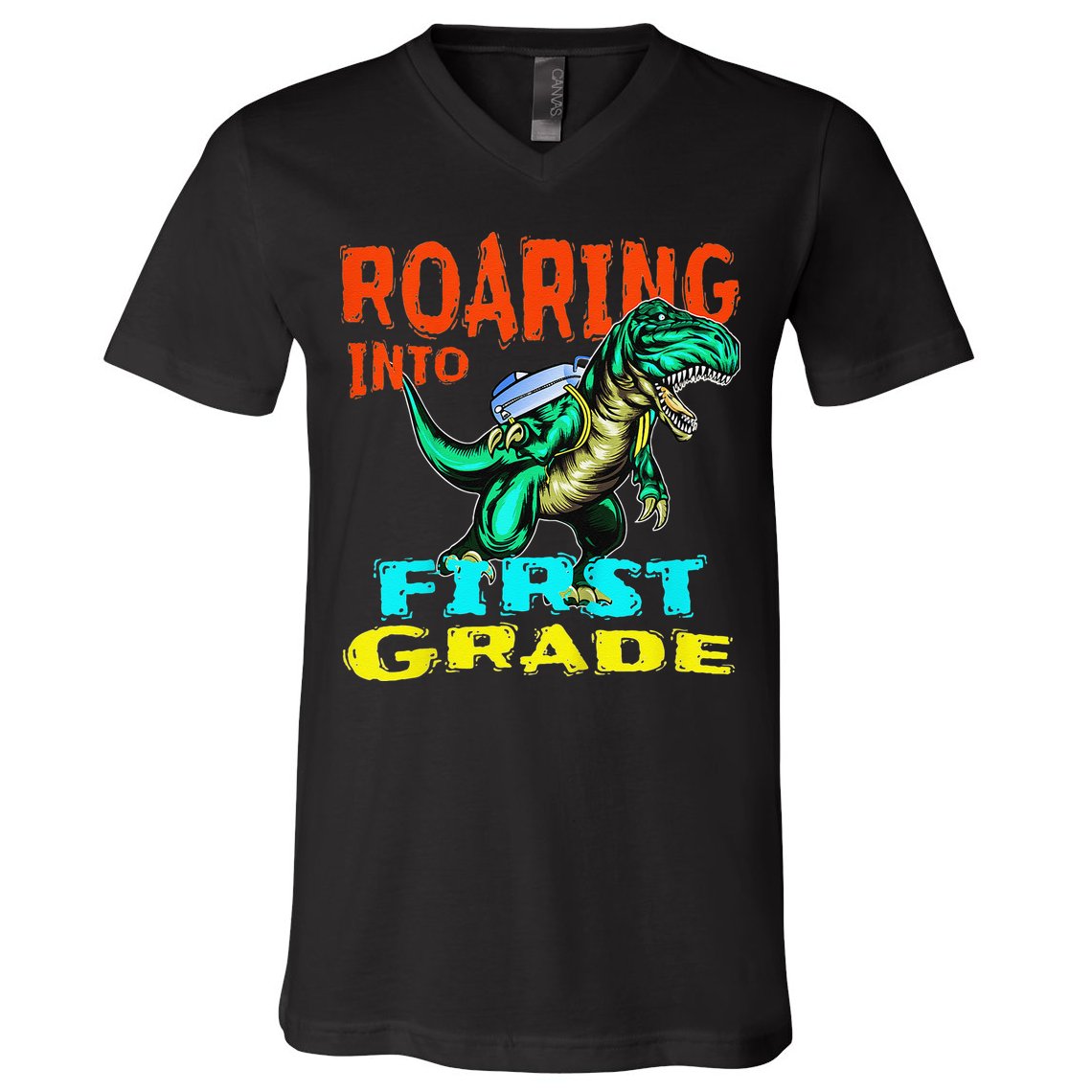 Dino Lover First Day Of School Outfit 1st Grade Tee V-Neck T-Shirt