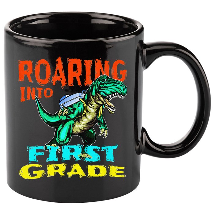 Dino Lover First Day Of School Outfit 1st Grade Tee 11oz C Handle Ceramic Mug