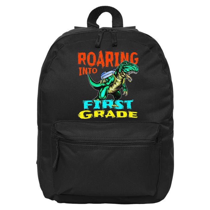Dino Lover First Day Of School Outfit 1st Grade Tee 16 in Basic Backpack