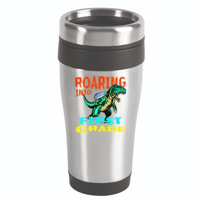 Dino Lover First Day Of School Outfit 1st Grade Tee 16oz Travel Tumbler