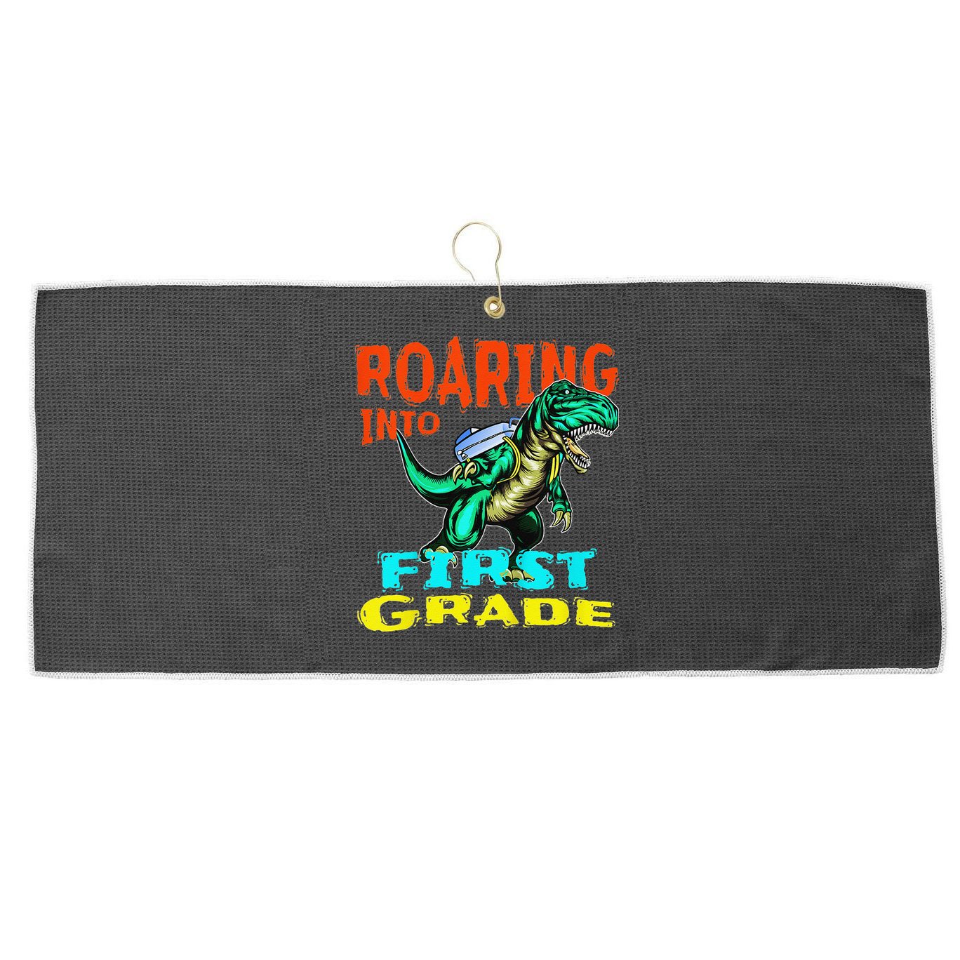 Dino Lover First Day Of School Outfit 1st Grade Tee Large Microfiber Waffle Golf Towel