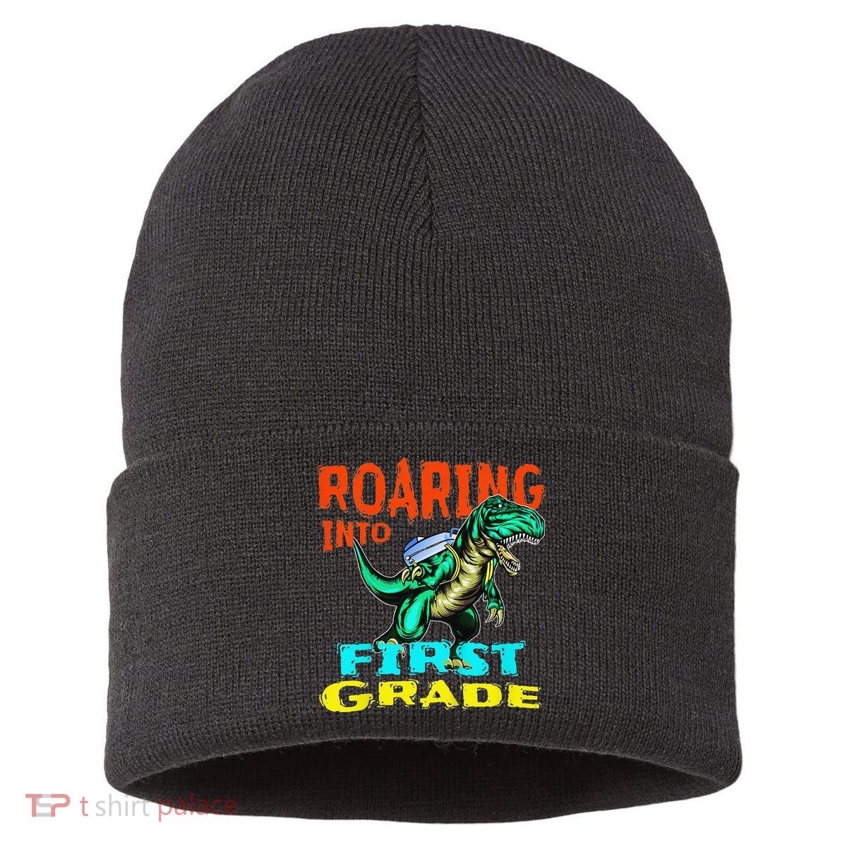 Dino Lover First Day Of School Outfit 1st Grade Tee Sustainable Knit Beanie
