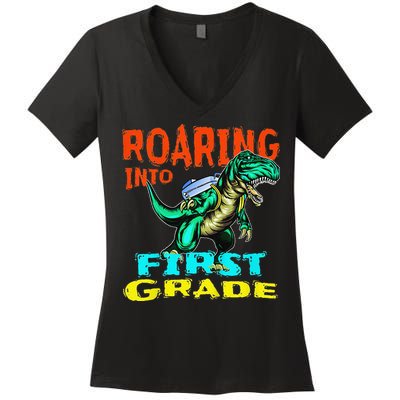 Dino Lover First Day Of School Outfit 1st Grade Tee Women's V-Neck T-Shirt