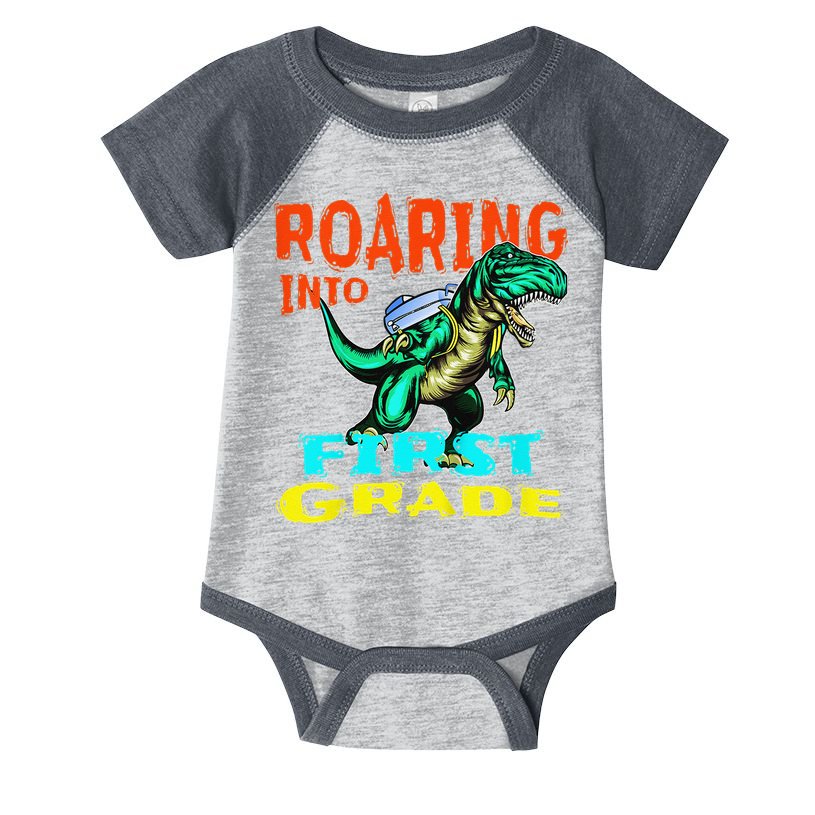 Dino Lover First Day Of School Outfit 1st Grade Tee Infant Baby Jersey Bodysuit