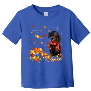 Dachshund Leaf Fall Hello Autumn For Dog Lover Thanksgiving Gift Toddler T-Shirt