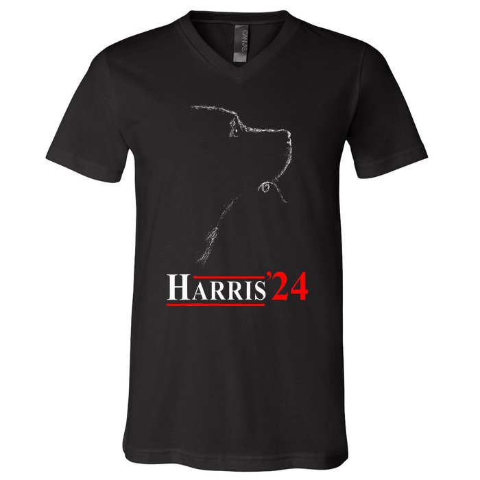 Dog Ladies For Kamala Funny Dog 2024 President Kamala Harris V-Neck T-Shirt