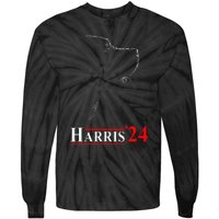 Dog Ladies For Kamala Funny Dog 2024 President Kamala Harris Tie-Dye Long Sleeve Shirt