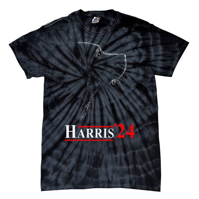 Dog Ladies For Kamala Funny Dog 2024 President Kamala Harris Tie-Dye T-Shirt