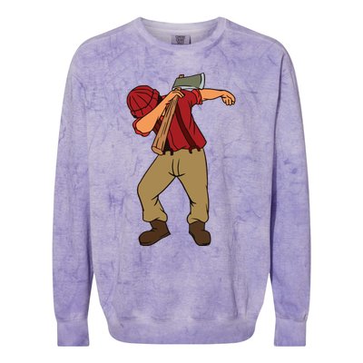 Dabbing Lumberjack Funny Dab Lumberman Gift Tee Colorblast Crewneck Sweatshirt