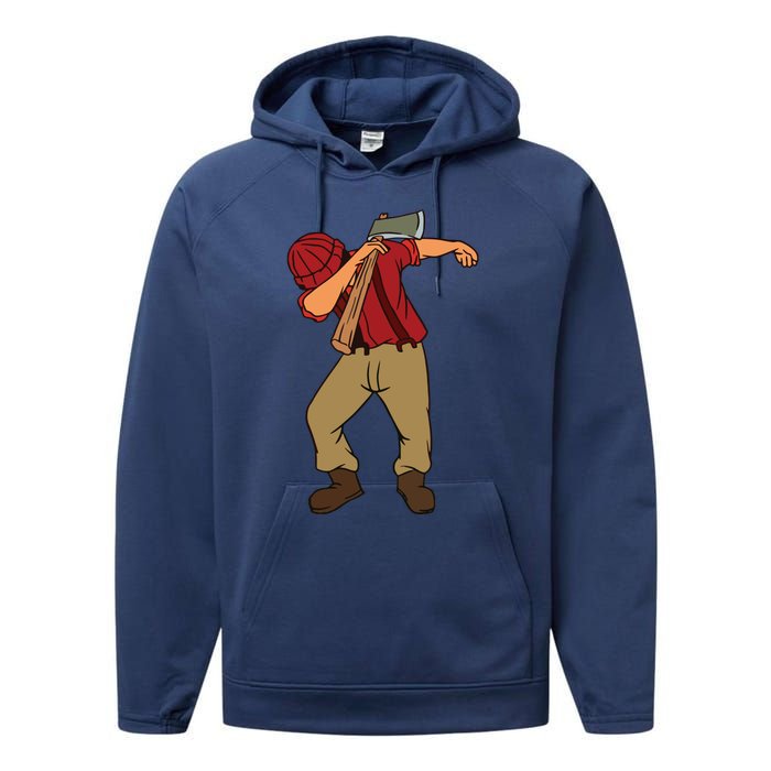 Dabbing Lumberjack Funny Dab Lumberman Gift Tee Performance Fleece Hoodie