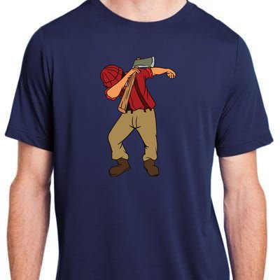 Dabbing Lumberjack Funny Dab Lumberman Gift Tee Adult ChromaSoft Performance T-Shirt