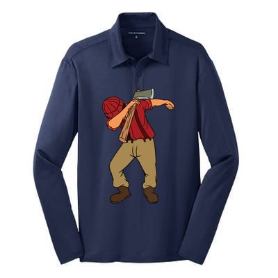 Dabbing Lumberjack Funny Dab Lumberman Gift Tee Silk Touch Performance Long Sleeve Polo