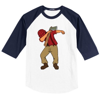 Dabbing Lumberjack Funny Dab Lumberman Gift Tee Baseball Sleeve Shirt