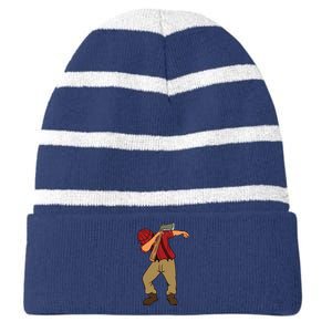 Dabbing Lumberjack Funny Dab Lumberman Gift Tee Striped Beanie with Solid Band