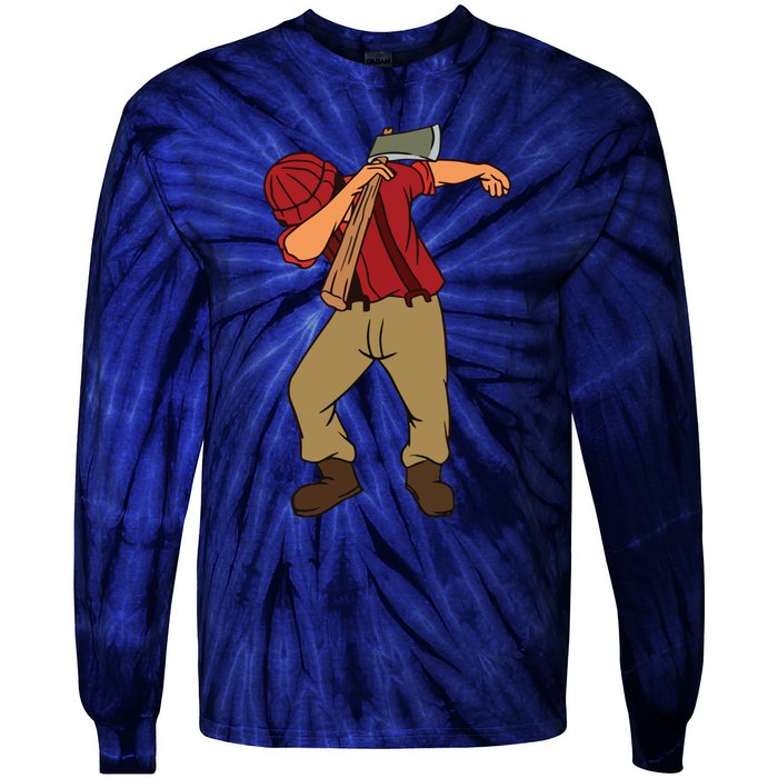 Dabbing Lumberjack Funny Dab Lumberman Gift Tee Tie-Dye Long Sleeve Shirt