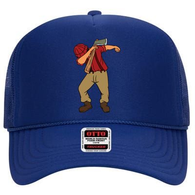 Dabbing Lumberjack Funny Dab Lumberman Gift Tee High Crown Mesh Back Trucker Hat