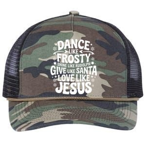 Dance Like Frosty Shine Rudolph Give Santa Love Jesus Cute Gift Retro Rope Trucker Hat Cap