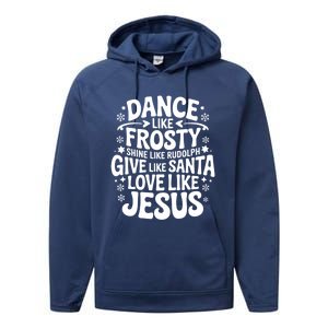 Dance Like Frosty Shine Rudolph Give Santa Love Jesus Cute Gift Performance Fleece Hoodie