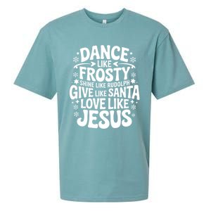 Dance Like Frosty Shine Rudolph Give Santa Love Jesus Cute Gift Sueded Cloud Jersey T-Shirt