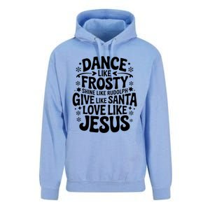 Dance Like Frosty Shine Rudolph Give Santa Love Jesus Cute Gift Unisex Surf Hoodie