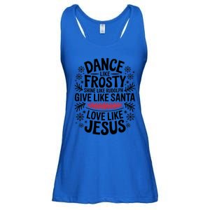 Dance Like Frosty Shine Rudolph Give Santa Love Jesus Gift Ladies Essential Flowy Tank