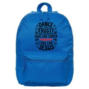 Dance Like Frosty Shine Rudolph Give Santa Love Jesus Gift 16 in Basic Backpack