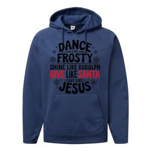 Dance Like Frosty Shine Rudolph Give Santa Love Jesus Gift Performance Fleece Hoodie