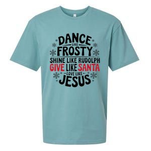 Dance Like Frosty Shine Rudolph Give Santa Love Jesus Gift Sueded Cloud Jersey T-Shirt