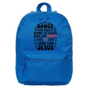 Dance Like Frosty Shine Rudolph Give Santa Love Jesus Gift 16 in Basic Backpack