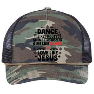 Dance Like Frosty Shine Rudolph Give Santa Love Jesus Gift Retro Rope Trucker Hat Cap