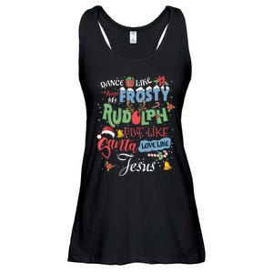 Dance Like Frosty Rudolph Give Santa Love Like Jesus Women Ladies Essential Flowy Tank